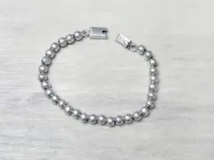 ビンテージ925メキシコ シルバー パール ボール チェーン ブレスレット カフのサムネイル