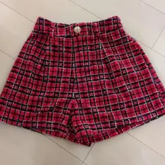 SHEIN 赤・黒・白 チェック柄 ショートパンツ Sサイズ