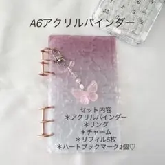 アクリルバインダー♡水流模様A6韓国バインダー貯金savingバタフライpink