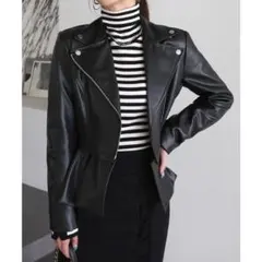 最終値下げ⇨ロイヤルパーティー　レザーペプラム2wayジャケット （ブラック）