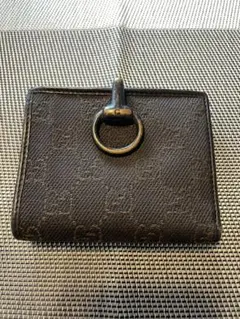 GUCCI✨グッチ　二つ折り財布　GGキャンバス　ホースビット　ブラック　総柄