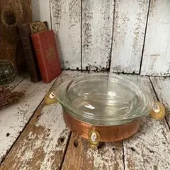 7 ヴィンテージ 未使用 純銅 ポットカバー パイレックス キャセロール 両手鍋