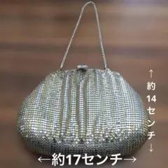 ゴールド✖️シルバービーズのストライプ　パーティーバッグ