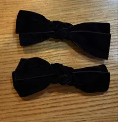 入園入学　卒園卒業　黒ベルベットリボンヘアクリップ　2個セット