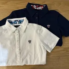 ゴルフ　半袖ポロシャツ ホワイト ネイビー M 二枚セット
