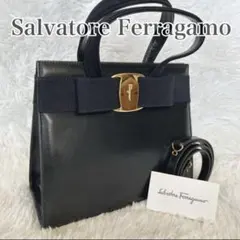フェラガモ ヴァラ リボン2way ハンドバッグ　ショルダー カーフレザー 美品