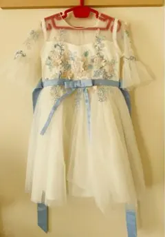 刺繍入り五分袖ホワイトドレス120