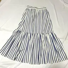 【美品】COEN ストライプ柄 フレアスカート ロング丈 Lのサムネイル