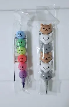ロケットえんぴつ 猫 積み重ねマーカー スマイル