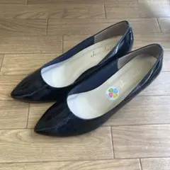 エナメルパンプス　25.0㎝　晴雨兼用　黒