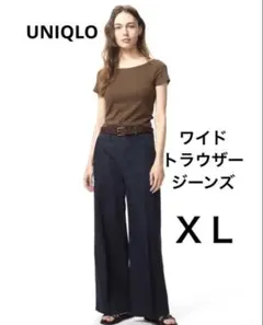 UNIQLO ユニクロ ワイドトラウザージーンズ ネイビー ＸＬ