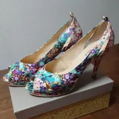 ESPERANZA エスペランサ オープンパンプス 花柄 サテン 24cm