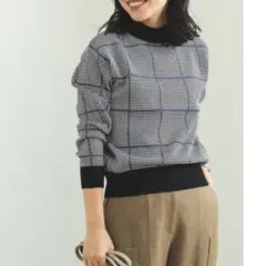 BEAMS HEART チェック柄ニット 長袖