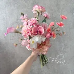 (ブートニア付き)ウェディングブーケ　アーティフィシャルフラワー　胡蝶蘭