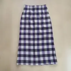 NoBLE パープルチェック柄 タイトスカート ロング丈のサムネイル