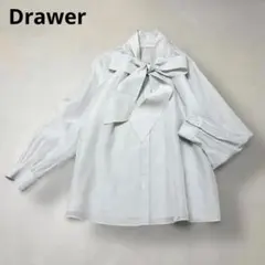 Drawer ドゥロワー オーガンジー コットン ボウタイ リボン ブラウス
