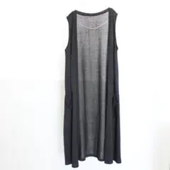 ナチュラルビューティーベーシック ロングジレ 黒 ブラック カーディガン 薄手