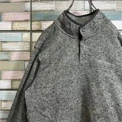 エディーバウアー　フリースニット　ハーフボタン　ワンポイント刺繍ロゴ