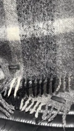 BLACK LABEL チェック柄ストール 大判 グレー系