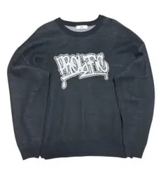 WEGO グラフィティ風刺繍 ブラックセーター ニットサイズM