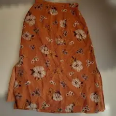 花柄オレンジ系タイトスカート 11号