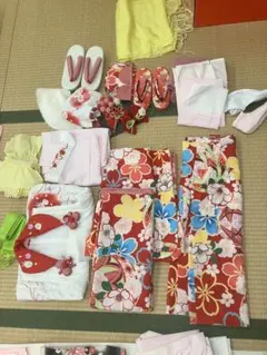 超新品未使用品に近い美品】七五三 7歳 赤 桜バラ花柄 ラメ入り フル