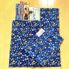 【入園入学セットに】（星柄　青）生地2種＆ひもセット★裁断ありですがお得！