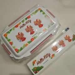 新品♡Hello Kitty♡ 日焼けキティ　弁当箱　　引フタ箸セット