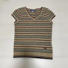 希少　Burberry London ウール半袖ニット Vネック ノバチェック柄のサムネイル