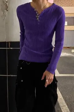 archive grunge striped knit 00s y2k Vネック