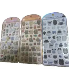 【正規品】　コットンパフィー　コットンパフィーシール　クマ　ネコ　アニマル