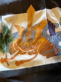 753 男の子用着物フルセット（足袋なし）絹　子供用着物 黒と白の波模様