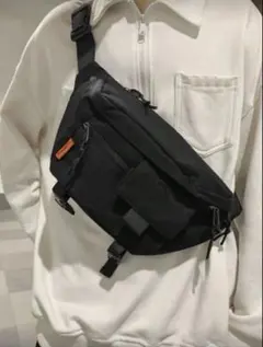 ボディバッグ 男女兼用 ウエストバッグ ショルダーバッグ ブラック 黒 シンプル