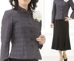 母　シニア　スーツ セットアップ ママ 服 体型カバー　パープル11号