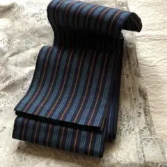 半幅帯、ブルーストライプ綿素材