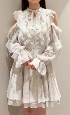 SNIDEL　プリントフリルミニワンピース