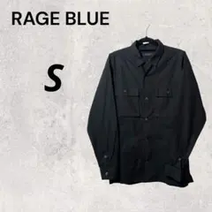 RAGEBLUE ブラック S 長袖 シャツ 無地 ポケット付き コットンT 春