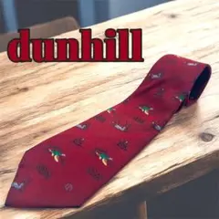 【良品】dunhill ダンヒル ネクタイ バード柄 ワインレッド メンズ