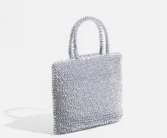 アンテプリマ風　シルバー ビーズ編み ショルダーバッグ