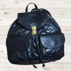 シャルルジョルダン キルティング レザー リュック 黒 ゴールド金具のサムネイル