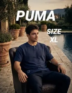 【極美品】PUMA プーマ ヘンリーネック Tシャツ ネイビー XLサイズ