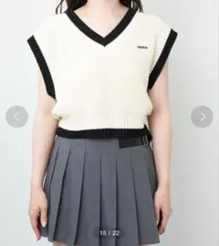 Chico 短丈バイカラーニットベスト