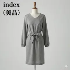 美品　INDEX 千鳥格子ワンピース M ウエストゴム 通勤　オフィス