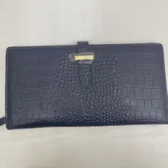 クロコ型押し 長財布 ネイビー ゴールド金具のサムネイル