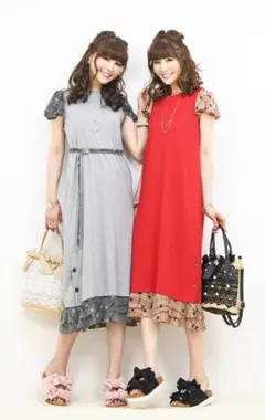 &LOVE★　アンドラブ　ワンピース　シフォンフリル　グレー　大人可愛い　春夏のサムネイル