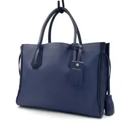 《超美品》 ロンシャン ペネロペ トートバッグ レザー スエード ネイビー 紺系