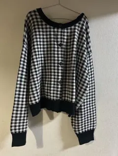 新品GU XL チェック柄ニットカーディガン