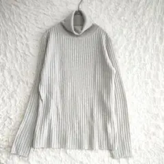 【セポ】リブ編みタートルネックセーター　ライトグレー M