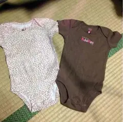 ヒョウ柄、ブラウンロンパース