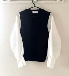 OPAQUE.CLIP スリーブフハクドッキングニット【洗濯機洗い可】